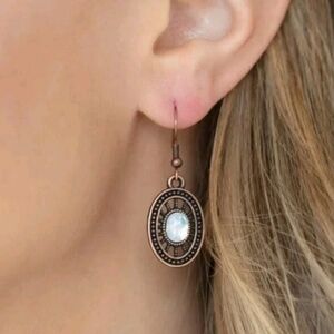 📿Bronze And Opal Colored Necklace & Erring Set By Paparazzi